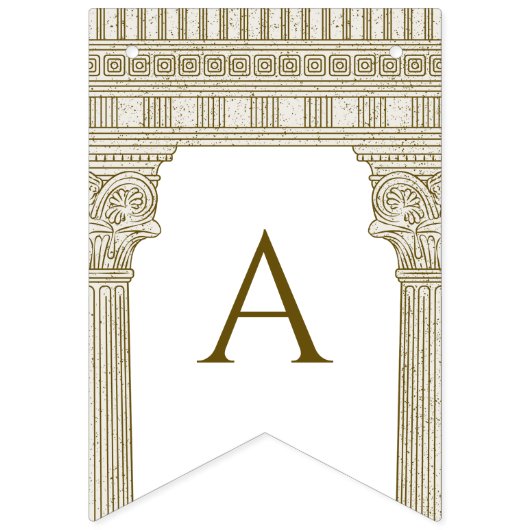 Bannière À Fanions Roman Toga Party avec élégantes colonnes de temple (Troisième drapeau)