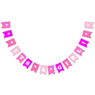 Bannière À Fanions Rose fluo C'est une fille ! Personnalisé