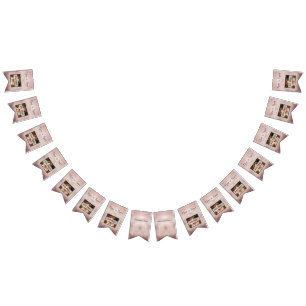 Bannière À Fanions Rose Gold Mariage Élégant moderne photo personnali