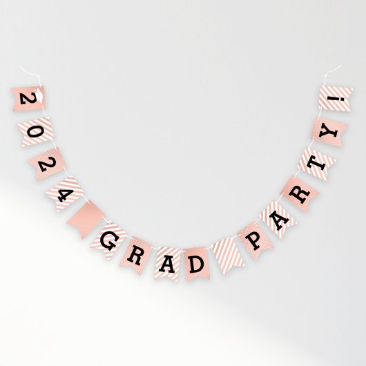 Bannière À Fanions Rose Gold Moderne 2025 Grad Party Grad Grad Grad