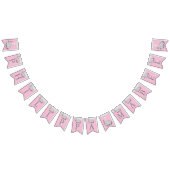 Bannière À Fanions Rose, gris blanc 🐘 éléphant bébé - Christening (Tout)