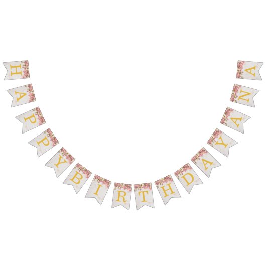 Bannière À Fanions Rose Joyeux Anniversaire 3 Lettre Nom Orchidées Fi (Tout)