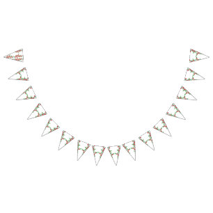 Bannière À Fanions Rose rouge avec pétales détaillés, représenté dans