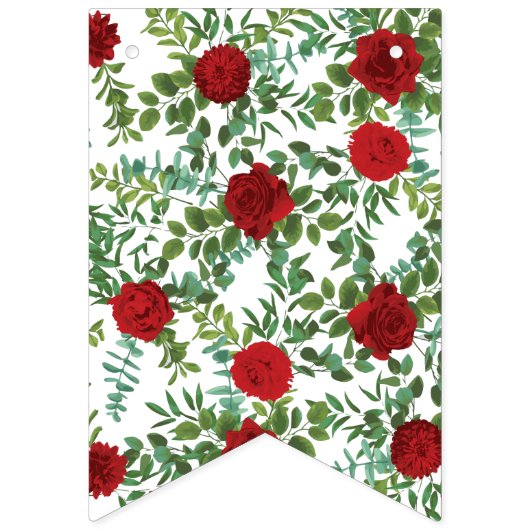 Bannière À Fanions Rose rouge Mariage élégant classique (Deuxième drapeau)