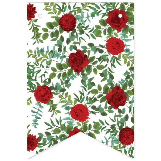 Bannière À Fanions Rose rouge Mariage élégant classique (Premier drapeau)