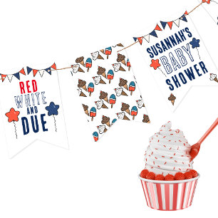 Bannière À Fanions Rouge blanc et 4 juillet Baby shower