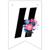 Bannière À Fanions rouge, bleu floral, joyeux anniversaire, BUNNING B (Deuxième drapeau)