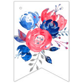 Bannière À Fanions rouge, bleu floral, joyeux anniversaire, BUNNING B (Premier drapeau)