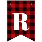 Bannière À Fanions rouge buffle plaid rustique mariage d'hiver bienve (Deuxième drapeau)