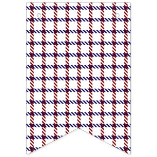 Bannière À Fanions Rouge rustique patriotique gingham bleu et blanc