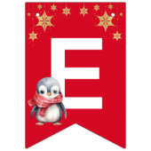 Bannière À Fanions Rouge Vert aquarelle Penguin Joyeux Noël fête (Deuxième drapeau)