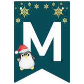 Bannière À Fanions Rouge Vert aquarelle Penguin Joyeux Noël fête (Premier drapeau)
