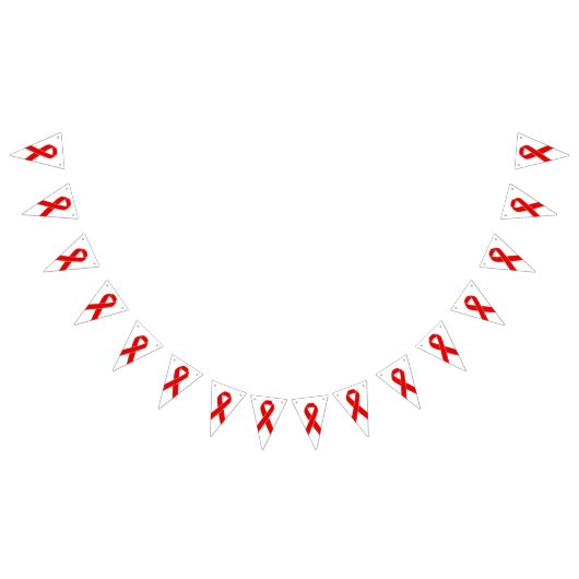 Bannière À Fanions Ruban rouge de conscience + votre message (Tout)