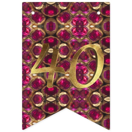 Bannière À Fanions Ruby Gemstone Motif 40e anniversaire de Mariage (Deuxième drapeau)