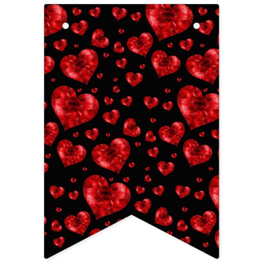 Bannière À Fanions Ruby Red Heart Gems (Premier drapeau)