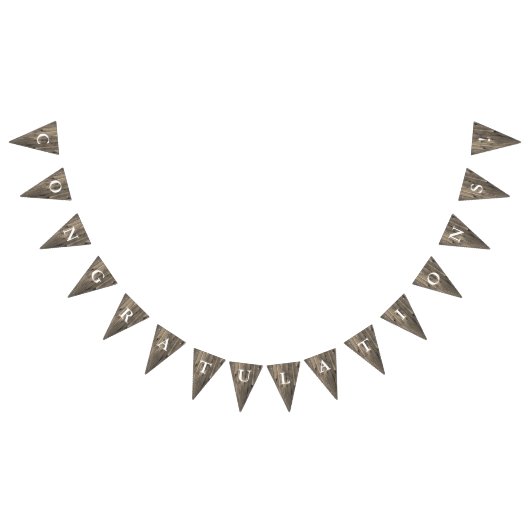 Bannière À Fanions Rustic Brown Wood Look Félicitations (Tout)