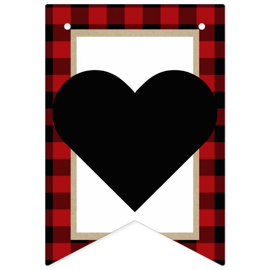 Bannière À Fanions Rustic Buffalo Plaid Country Barn M. Mme La Mariag (Premier drapeau)