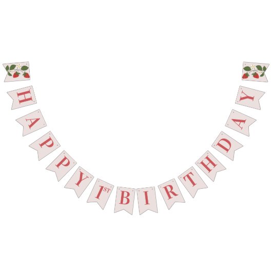 Bannière À Fanions Rustic Elegant Girl's Berry Première fête d'annive (Tout)