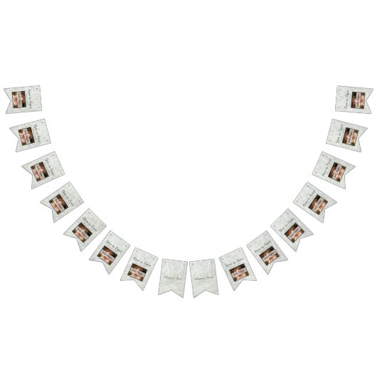 Bannière À Fanions Rustique Mariage Grey Wood Ajouter vos photos (Tout)