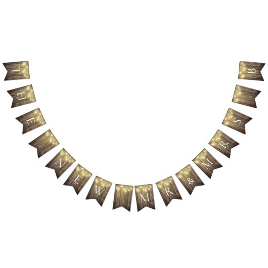 Bannière À Fanions Rustique Mason Jar & Woodgrain Mariage Garden Part (Tout)