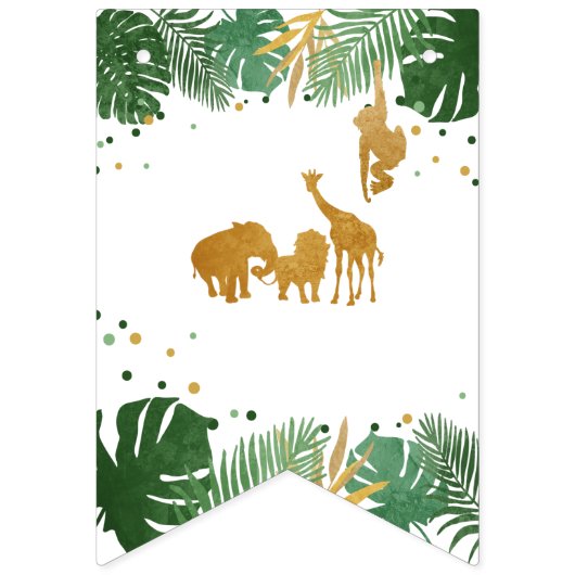Bannière À Fanions Safari Animals Jungle Sauvage Un joyeux anniversai (Premier drapeau)