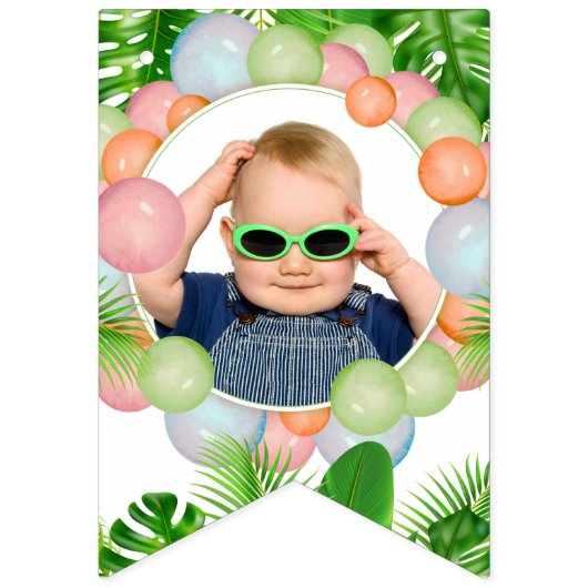 Bannière À Fanions Safari Animaux Wild One Birthday PHOTO (Premier drapeau)