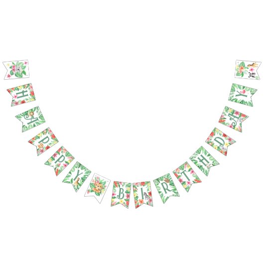 Bannière À Fanions Safari de la jungle tropicale premier anniversaire (Tout)