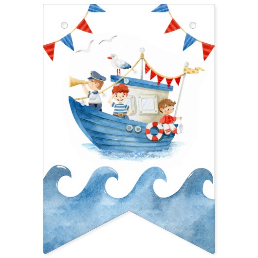 Bannière À Fanions Sailor Nautical Summer (Premier drapeau)