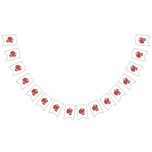 Bannière À Fanions Santa Claus en rouge avec sac cadeau et lunettes