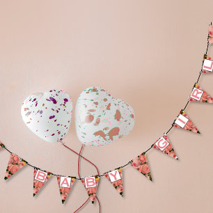 Bannière À Fanions Saumon rose Hirloom Rose Floral Patten Baby Girl