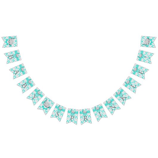 Bannière À Fanions Saupoudrage de bébé gris-Turquoise (Tout)