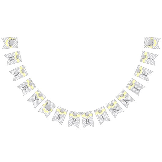 Bannière À Fanions Saupoudrer d'éléphant gris jaune et blanc (Tout)