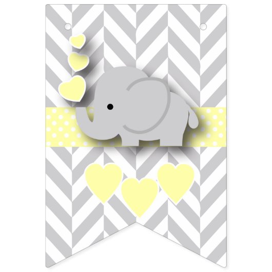Bannière À Fanions Saupoudrer d'éléphant gris jaune et blanc (Premier drapeau)