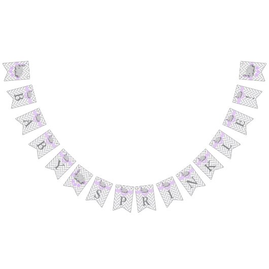 Bannière À Fanions Saupoudrer d'éléphant gris violet blanc (Tout)