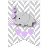Bannière À Fanions Saupoudrer d'éléphant gris violet blanc (Premier drapeau)