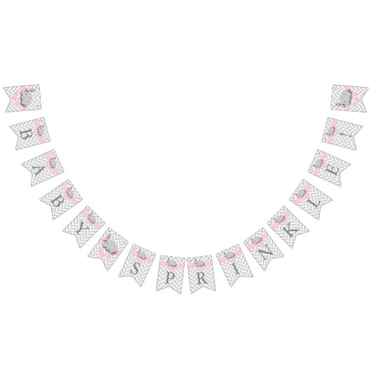 Bannière À Fanions Saupoudrer d'éléphant rose, gris blanc (Tout)