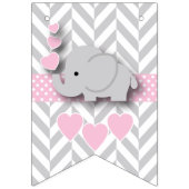 Bannière À Fanions Saupoudrer d'éléphant rose, gris blanc (Premier drapeau)