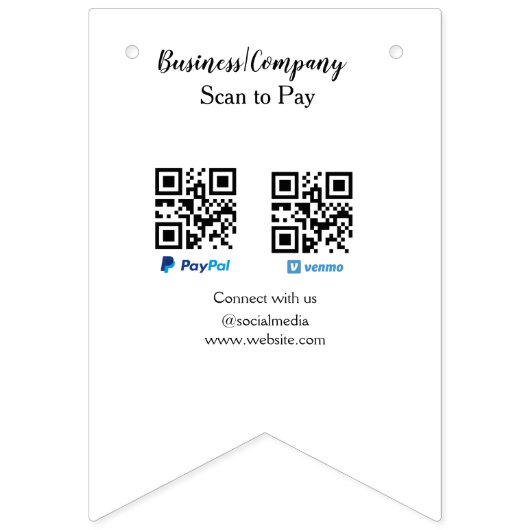 Bannière À Fanions Scanner pour payer le code q r paypal venmo ajoute (Premier drapeau)