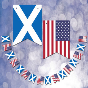 Bannière À Fanions Scottish American Flags, Party Scotland / USA