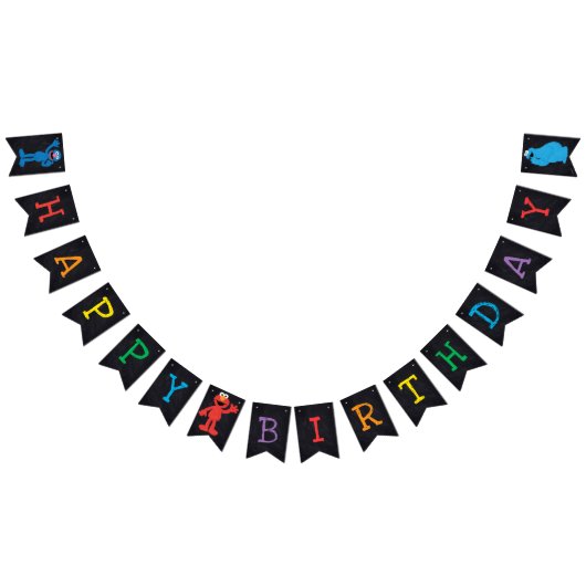 Bannière À Fanions Sesame Street Chalkboard anniversaire (Tout)