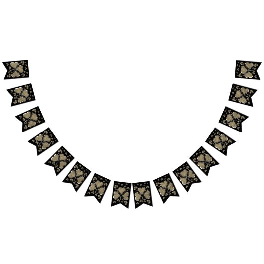 Bannière À Fanions Shamrock Clovers Irlande Black Gold Irish Party (Tout)