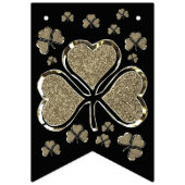 Bannière À Fanions Shamrock Clovers Irlande Black Gold Irish Party (Deuxième drapeau)