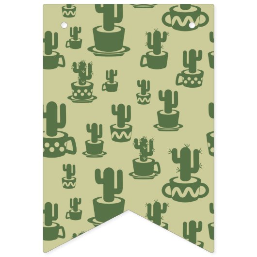 Bannière À Fanions Silhouette de cactus succulent en tasses et pots (Deuxième drapeau)