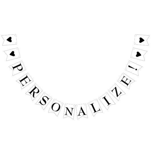 Bannière À Fanions Simple Créer Votre Propre Jolie Coeurs Noirs Fête  (Tout)