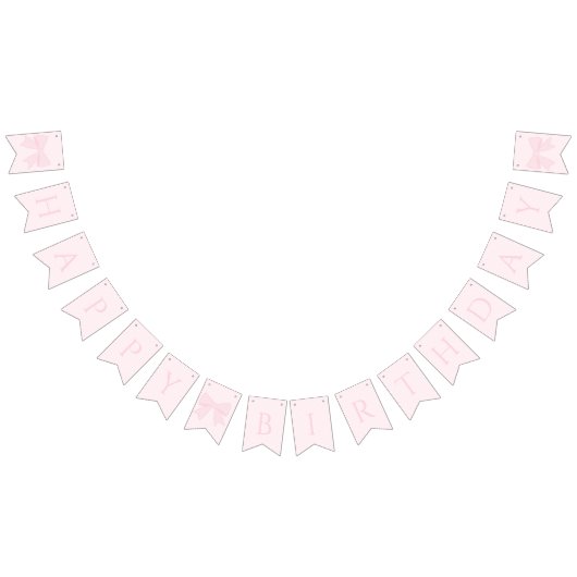Bannière À Fanions Simple élégante Soft Pastel Rose Bow Joyeux annive (Tout)