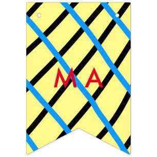 Bannière À Fanions Simple monogramme ajouter votre nom lettre man min