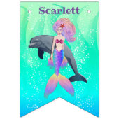 Bannière À Fanions Sirène Extraordinaire avec cheveux arc-en-ciel et  (Premier drapeau)