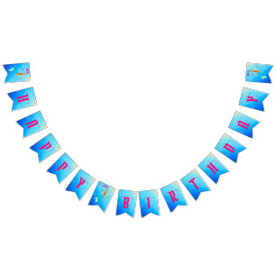 Bannière À Fanions Sirène magique avec Cheveux d'or Bombe d'anniversa