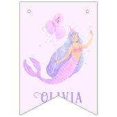 Bannière À Fanions Sirène sous la mer Anniversaire fille âge rose (Premier drapeau)