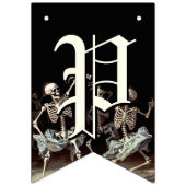Bannière À Fanions Skeletons de danse de la mort noire Halloween (Troisième drapeau)